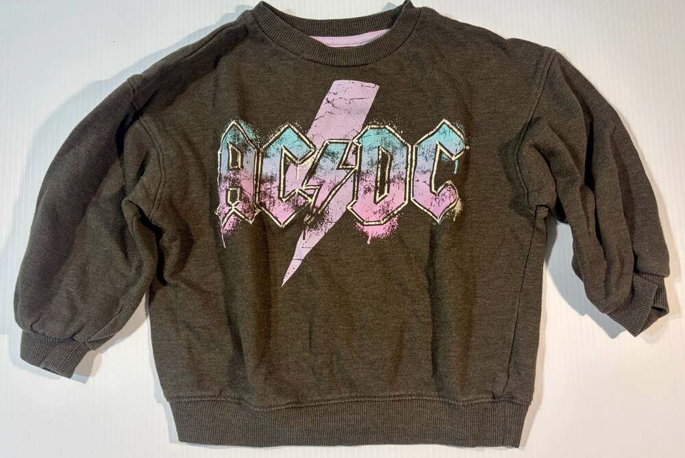 AC/DC Toddler Girls Graphic Crewneck Sweatshirt Brown Size 4T